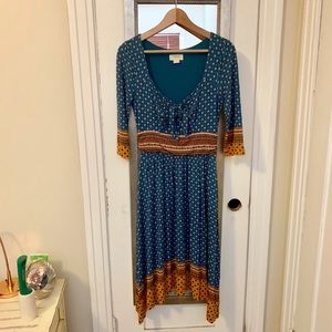 Maeve by Anthropogie 3/4 sleeve midi dress